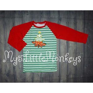 Boutique Christmas Tree Boys Long Sleeve Shirt
